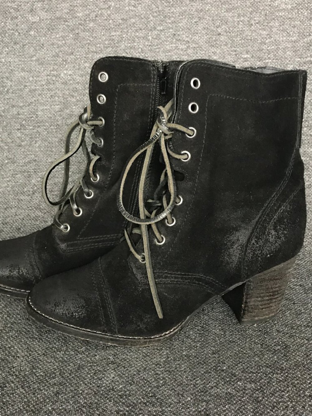 Steve Madden Gretell Black Suede Zip 11" Tall 3" High Heel Ankle Boots Womens 10